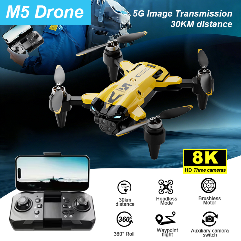 Drone Smart Rc Foldable - M5 Smart Drone with Camera Brushless